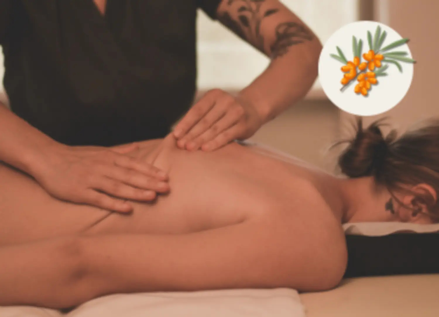 Gydomasis masažas su šaltalankių losjonu – nuotrauka 1